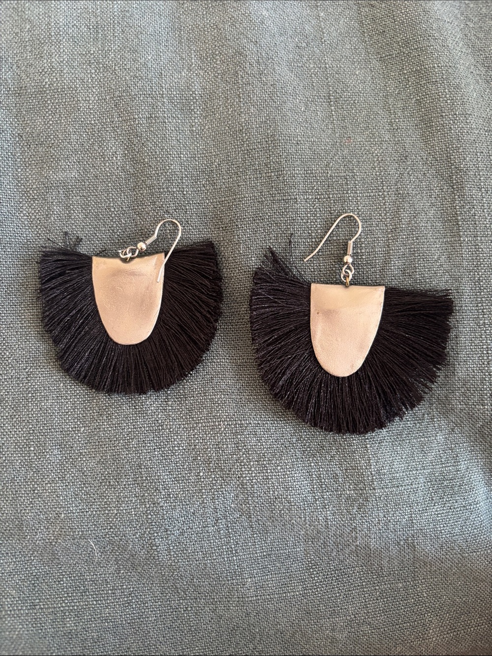 Noonday Collection Black Fringe Fan Earrings with Silver Accent